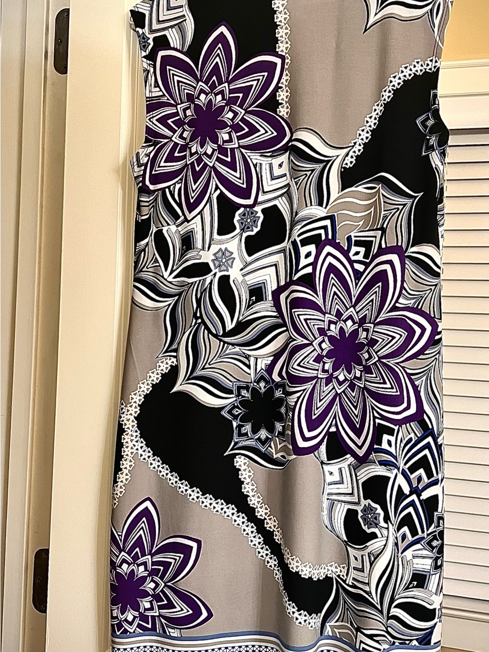 Sleeveless Floral Tunic Top in Purple, Black & Gray - Women's